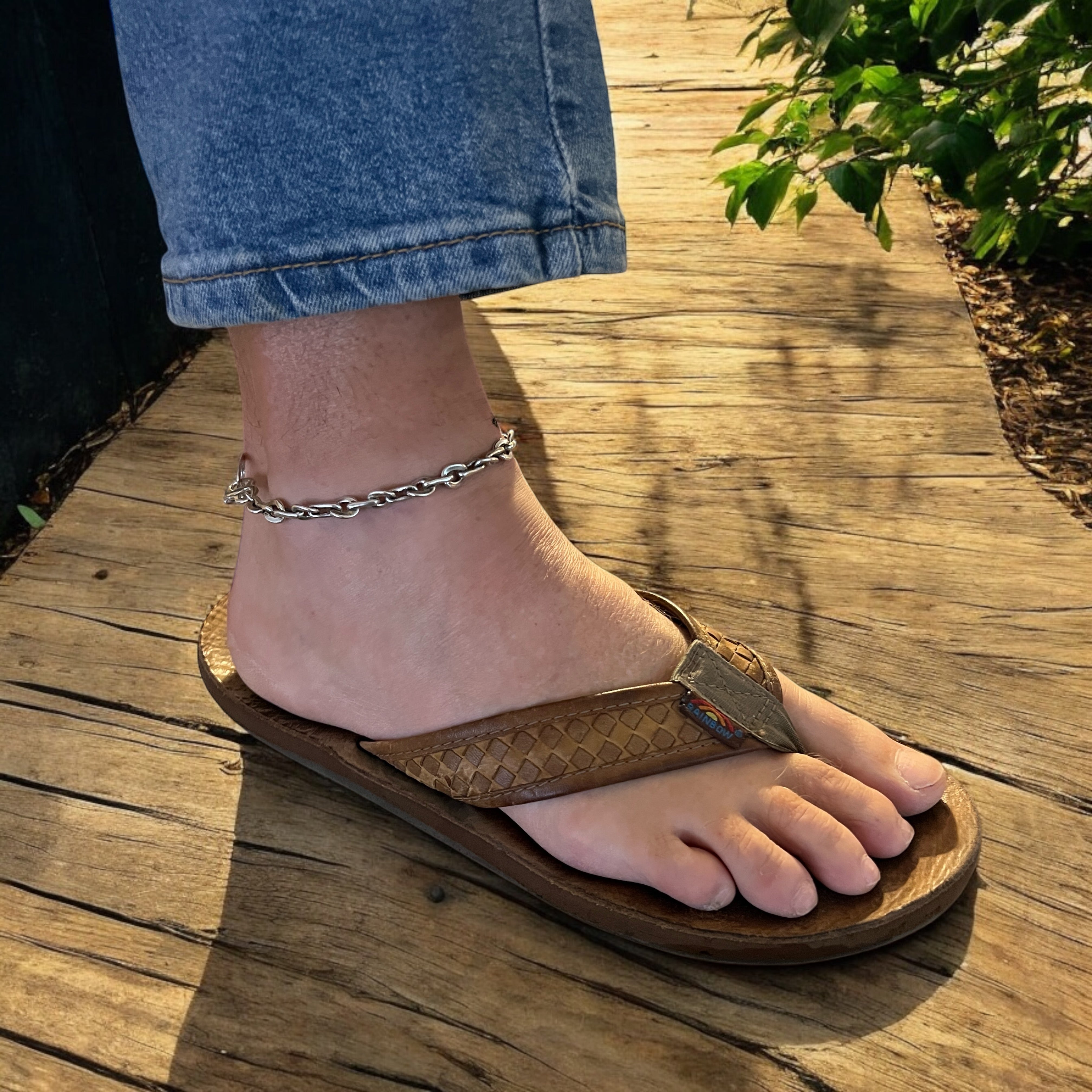 Mens Silver Chunky Anklet