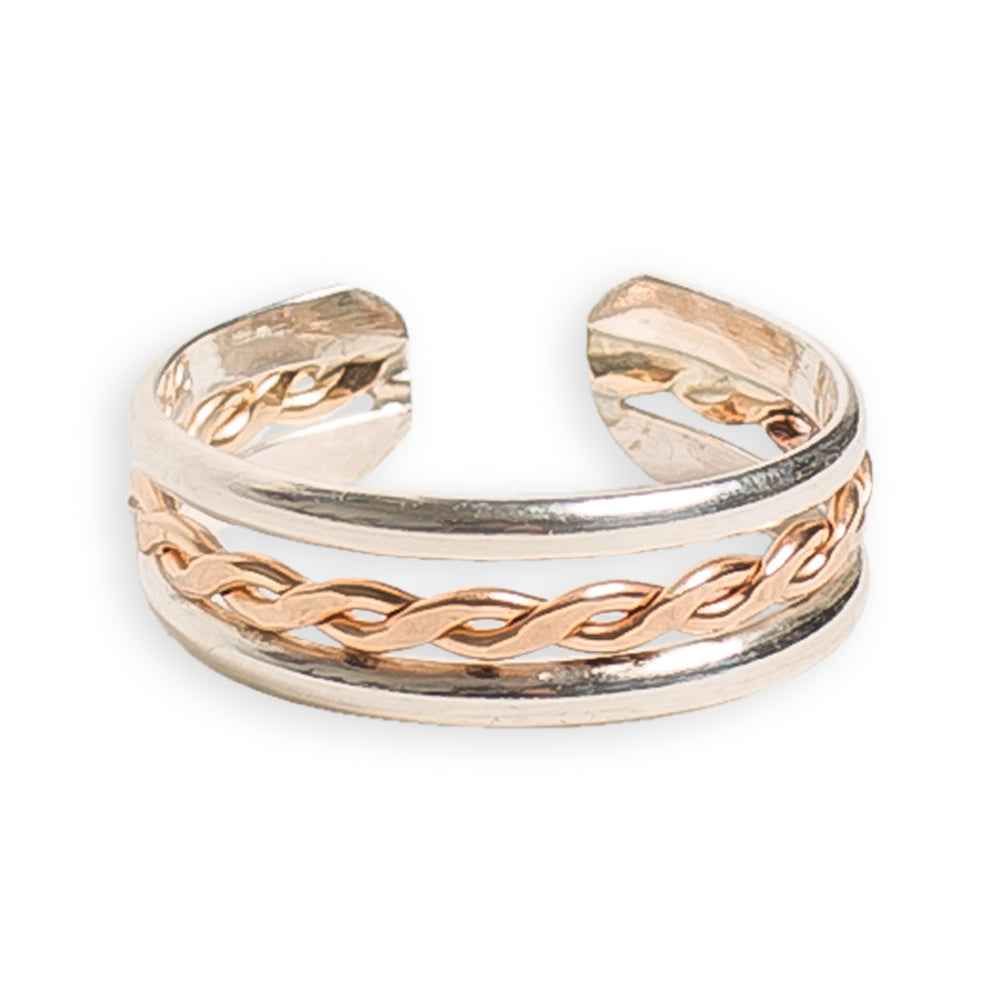 Braid Stack Sterling & Gold Fill Adj Toe Ring