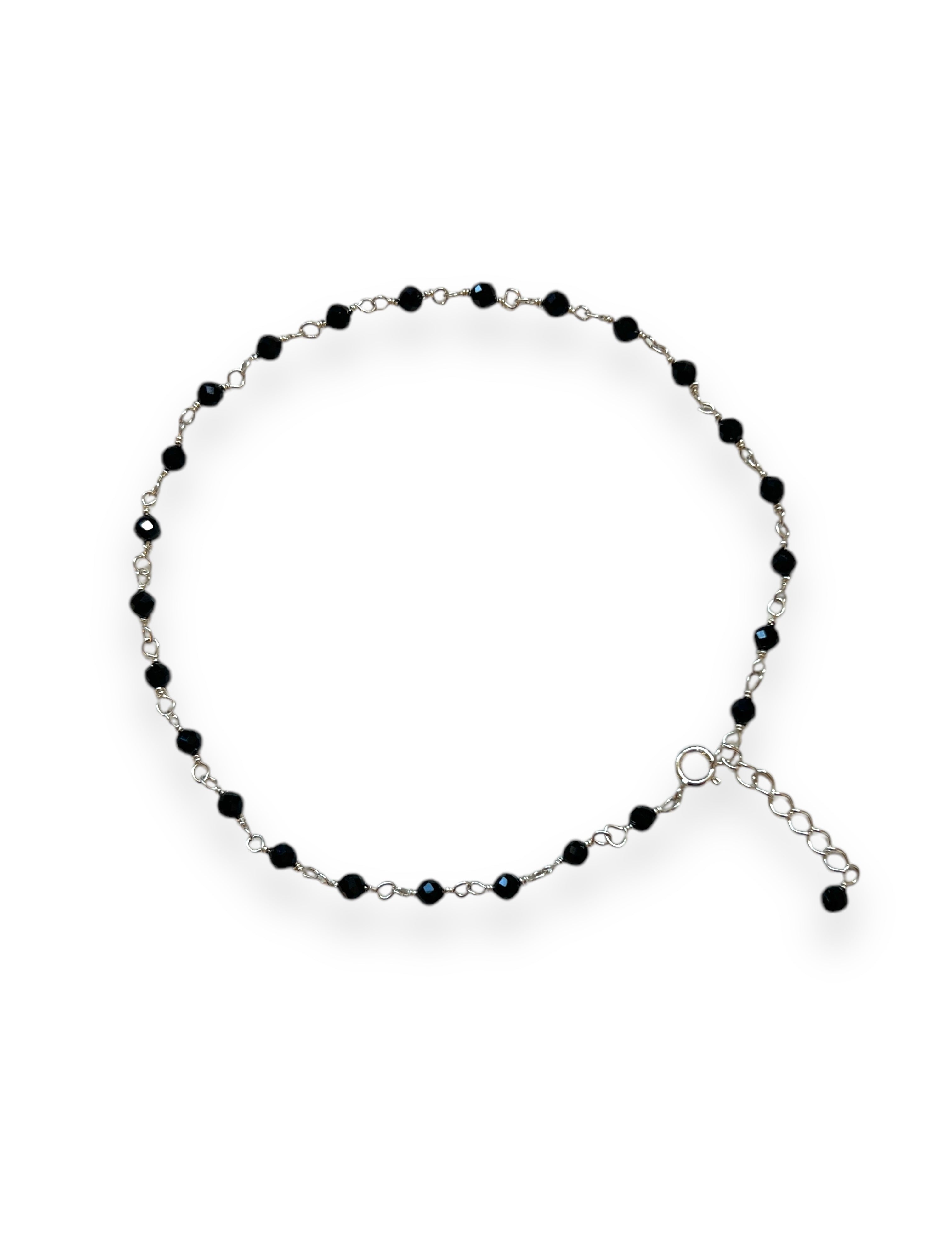 Midnight Black Spinel Sterling Anklet