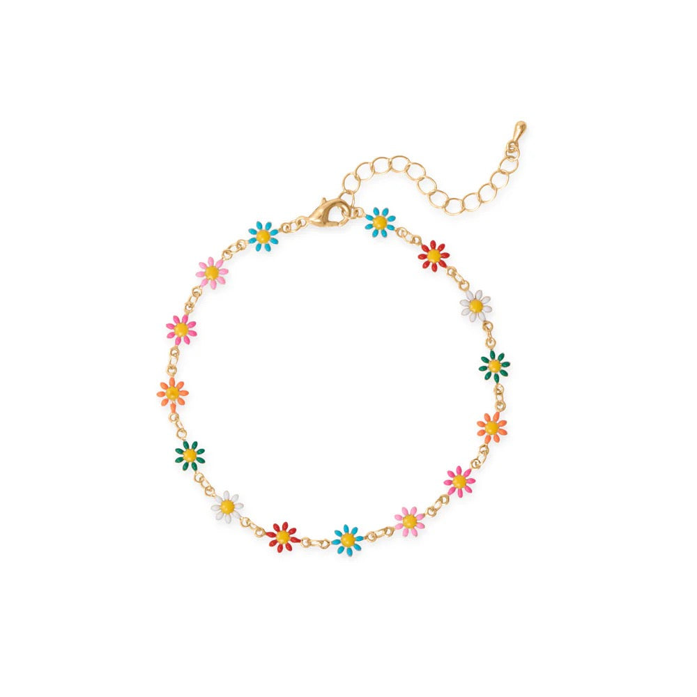 Multi-Color Flower 18k Gold Fill Anklet