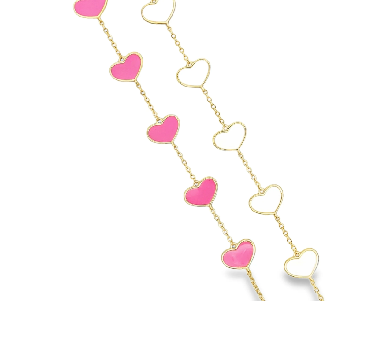 Enamel Hearts Chain 18k Gold Fill Bracelet