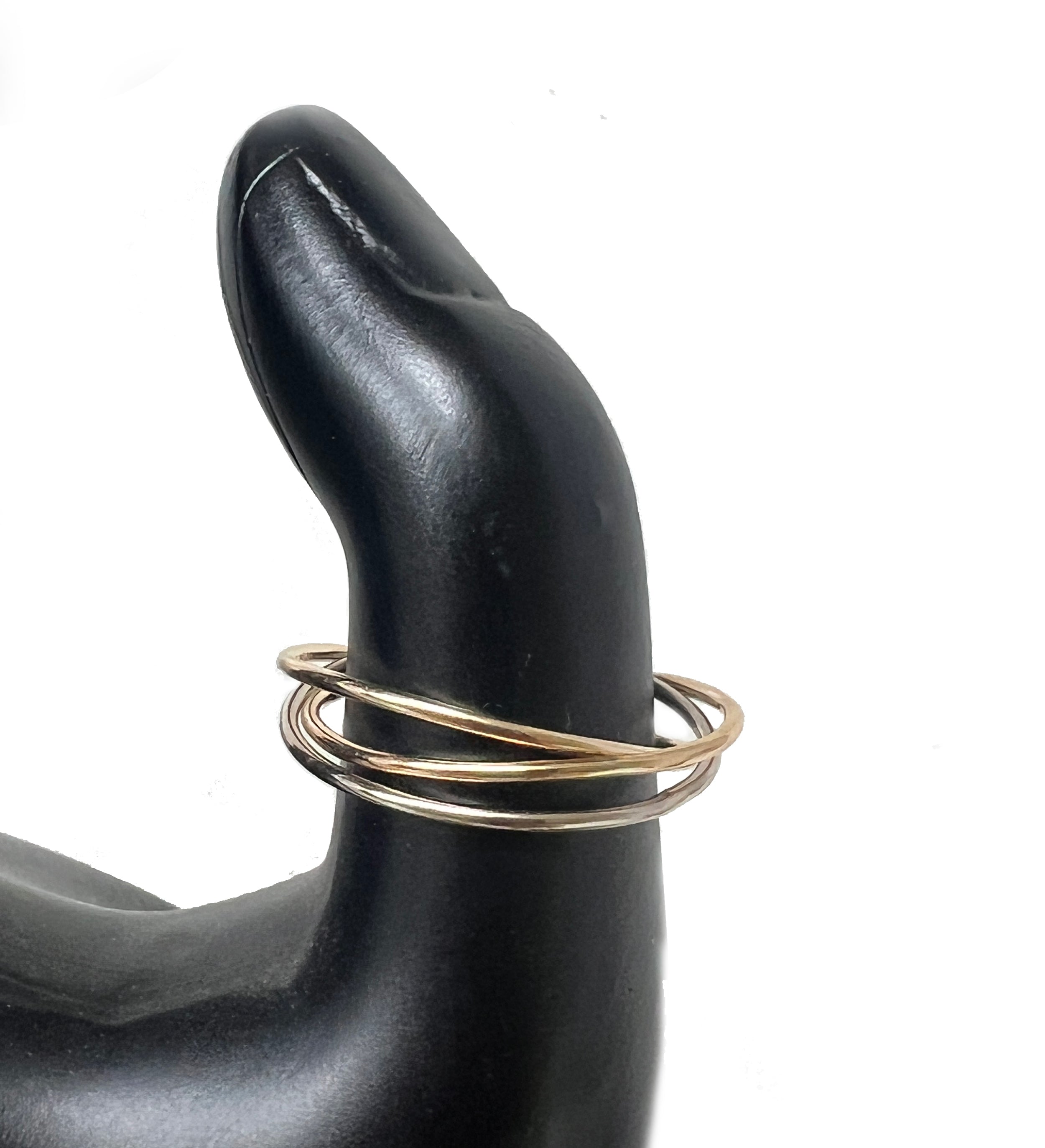 Three Strand Interlock Fidget Ring 14K Gold