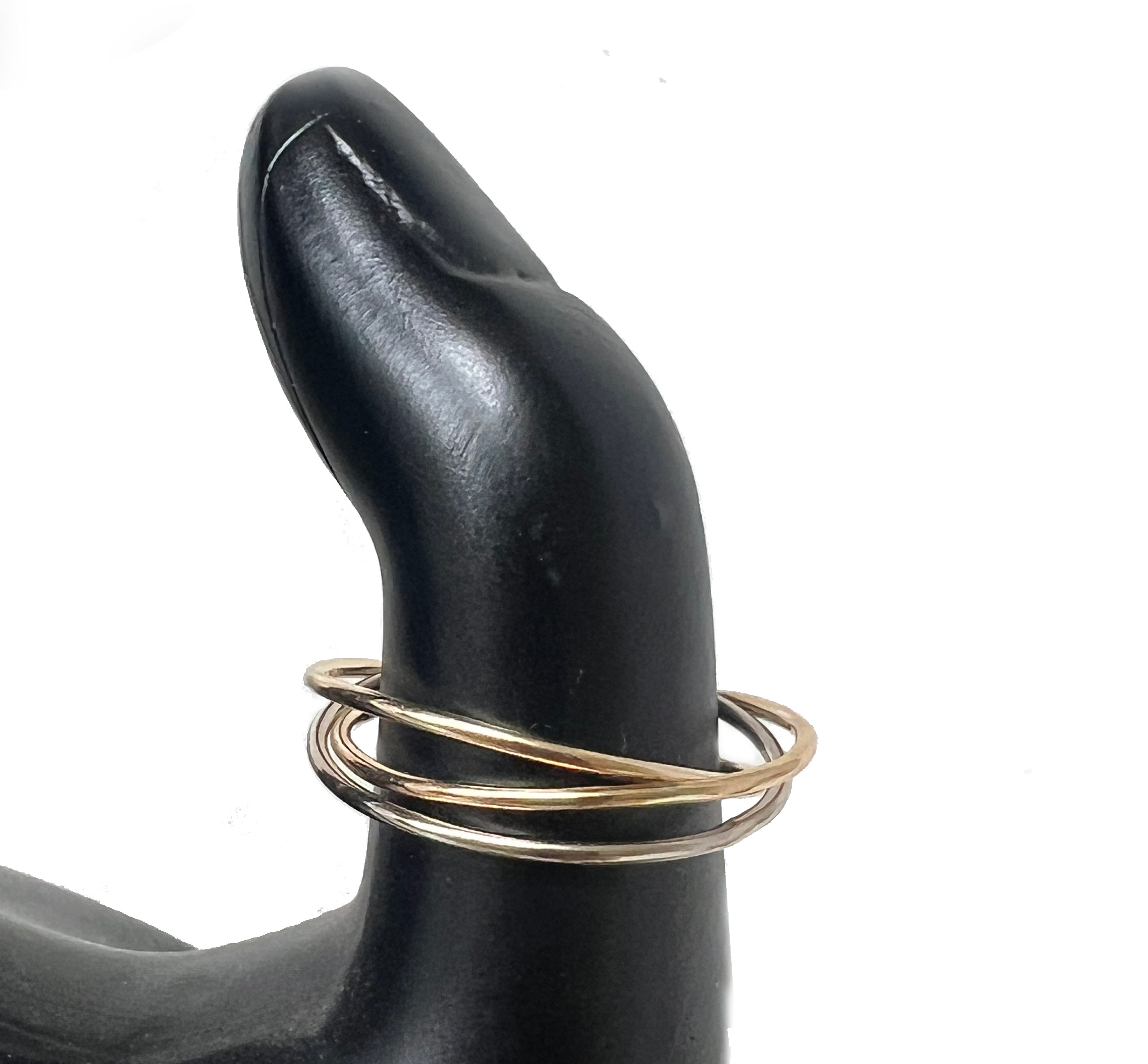 Three Strand Interlock Fidget Ring 14K Gold