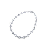 Heart Charm Sterling Silver Rhodium Anklet