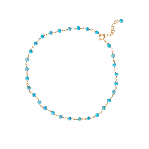 Summer Blues Gold Anklet