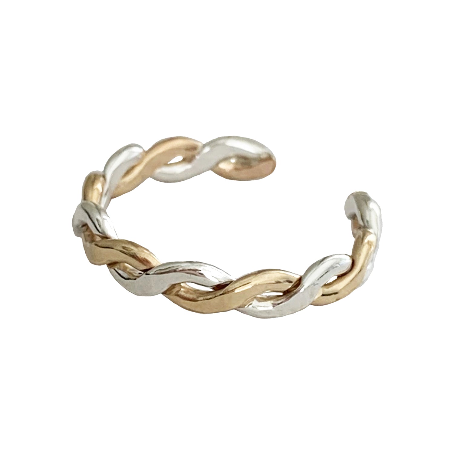 Braid Twine Medley Sterling & Gold Fill Adj Toe Ring