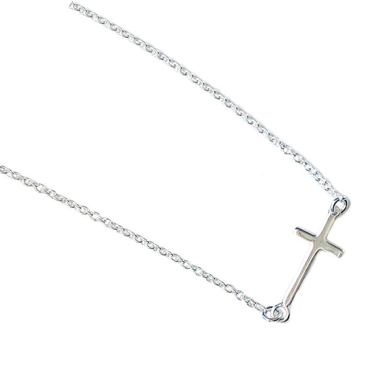 Sideways Cross Sterling Anklet